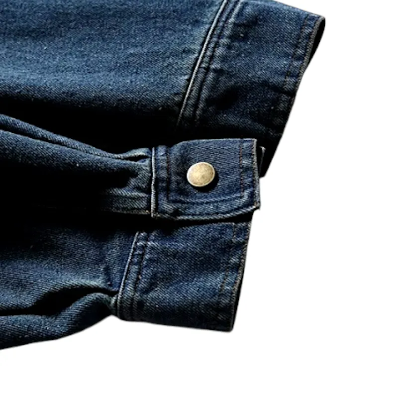 Banded collar denim jacket