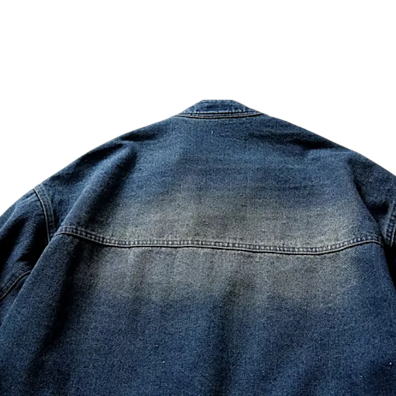 Banded collar denim jacket