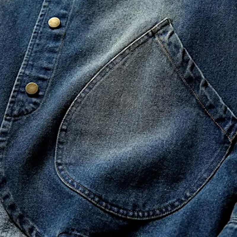 Banded collar denim jacket