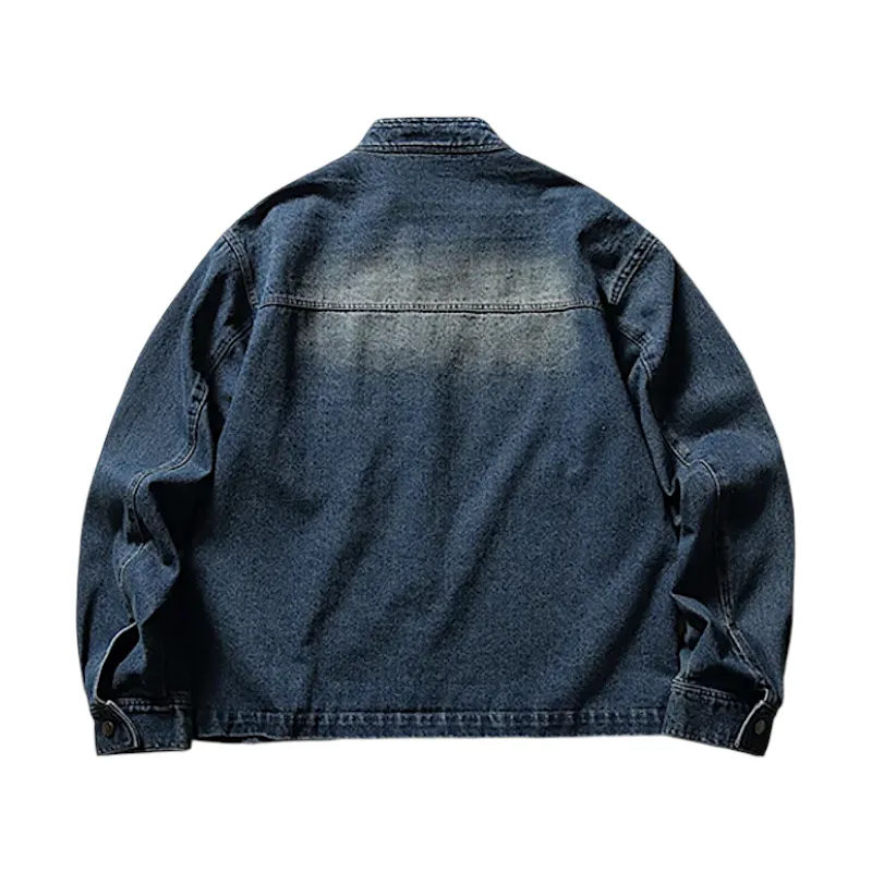 Banded collar denim jacket