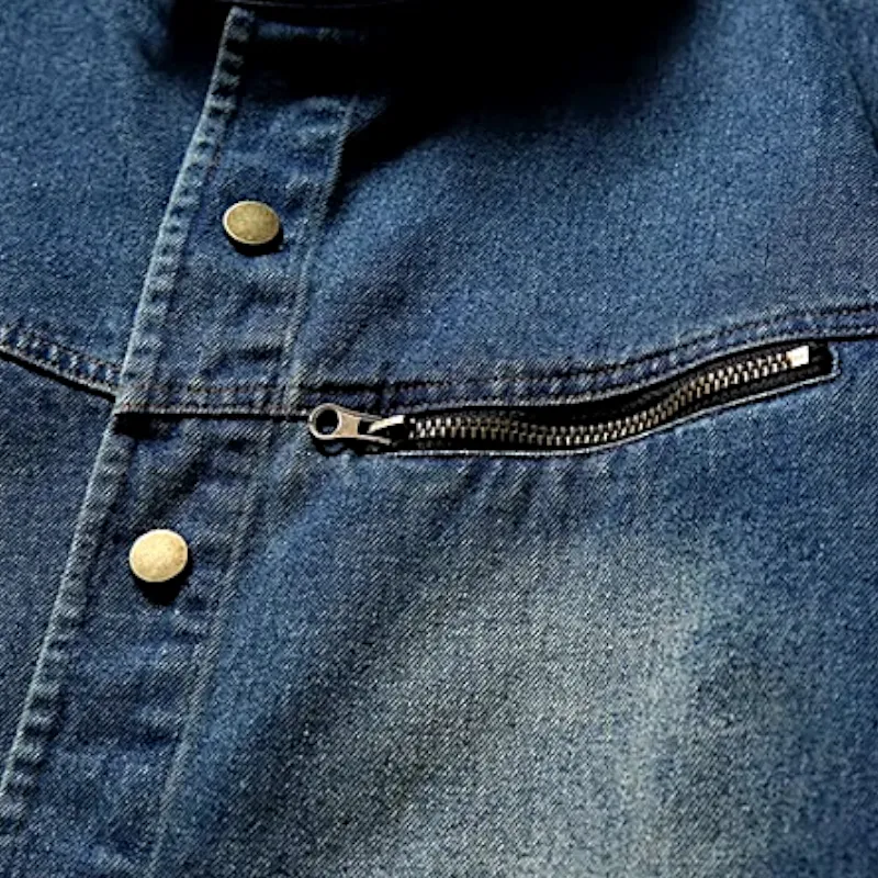 Banded collar denim jacket