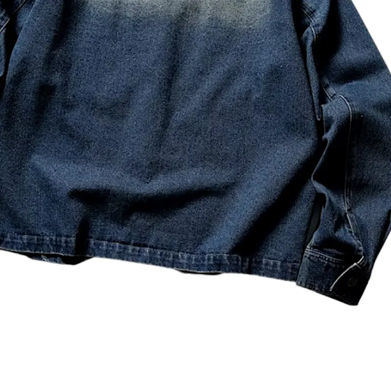 Banded collar denim jacket