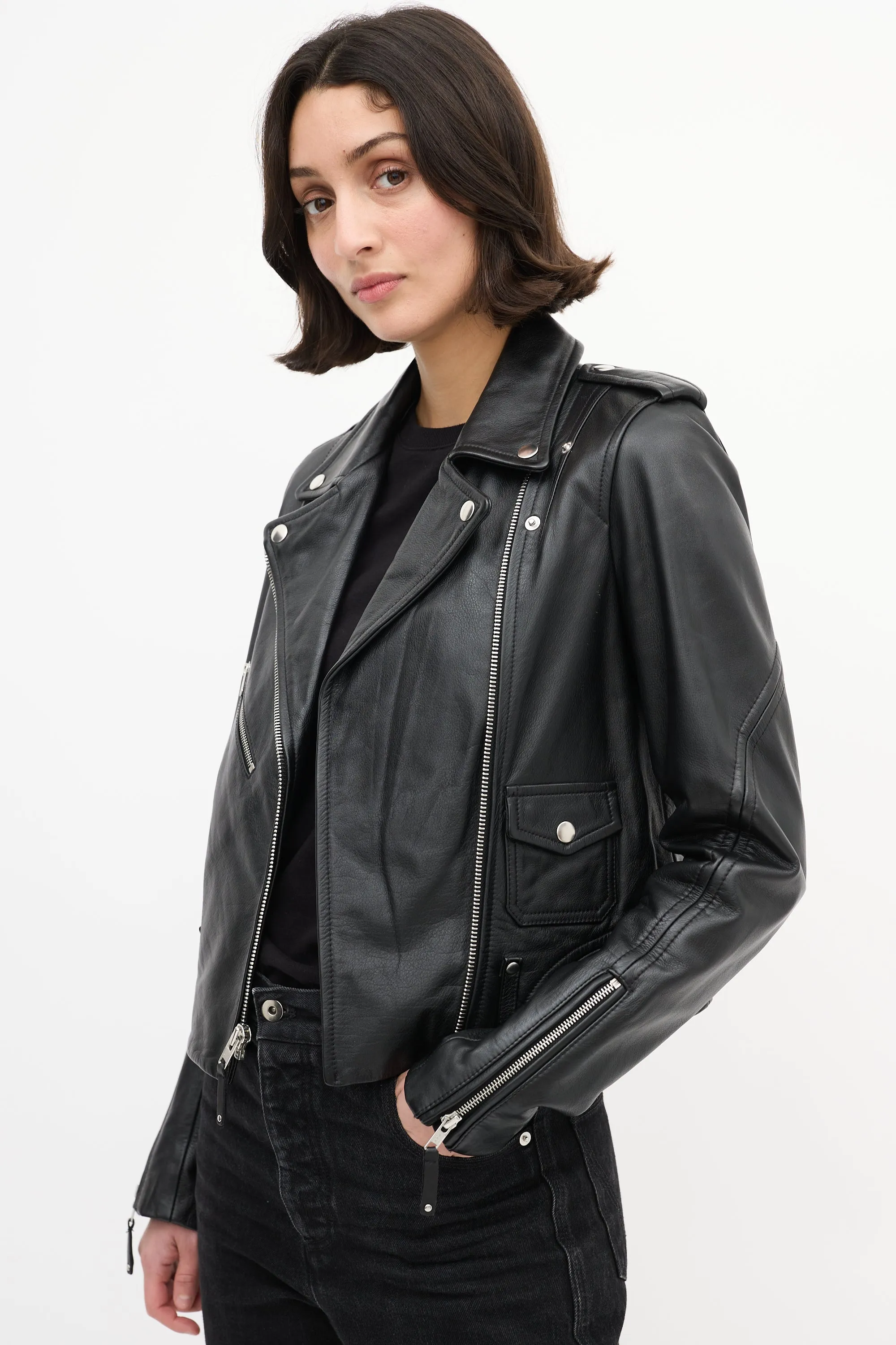 Black Leather Biker Jacket