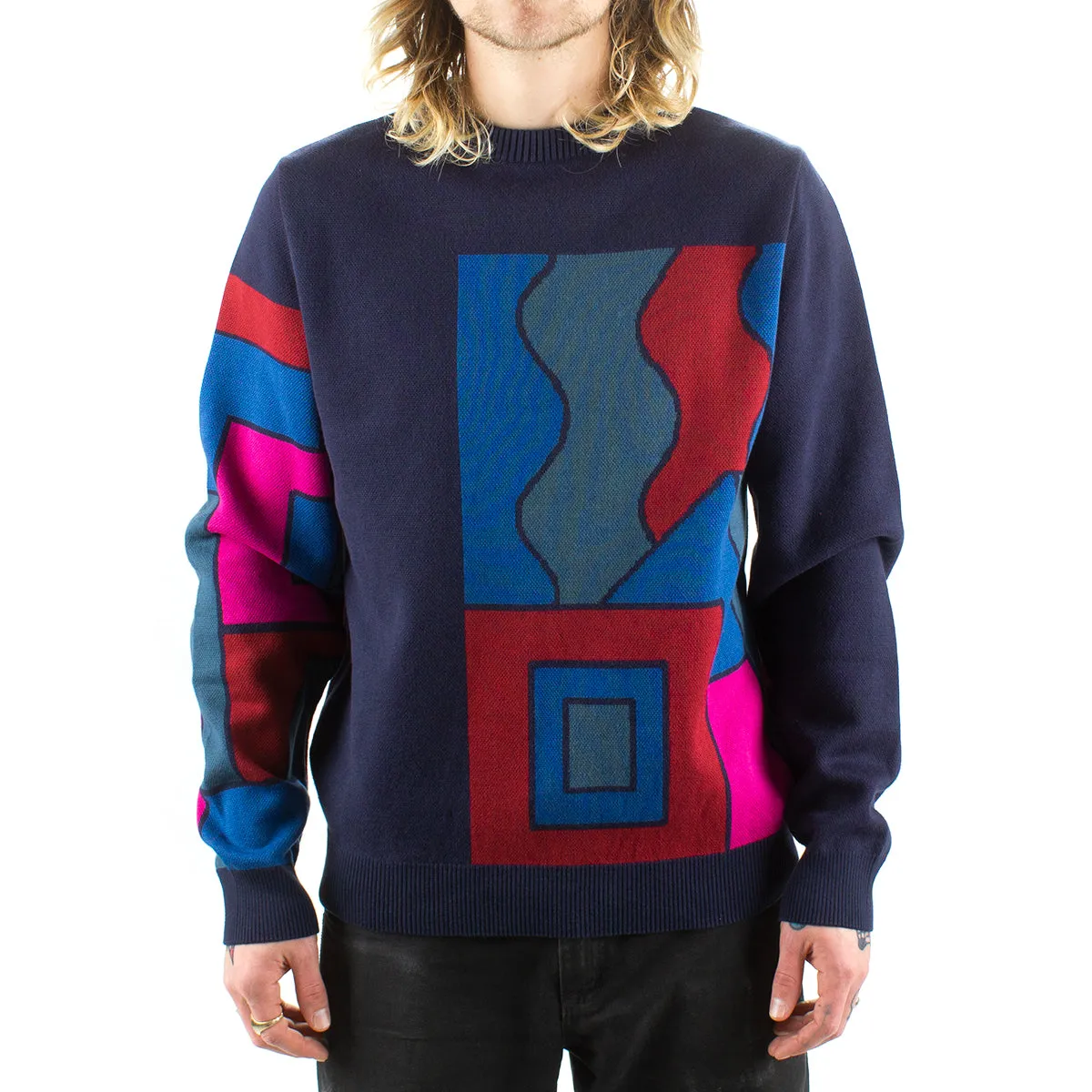 Blocked Landscape Knitted Pullover