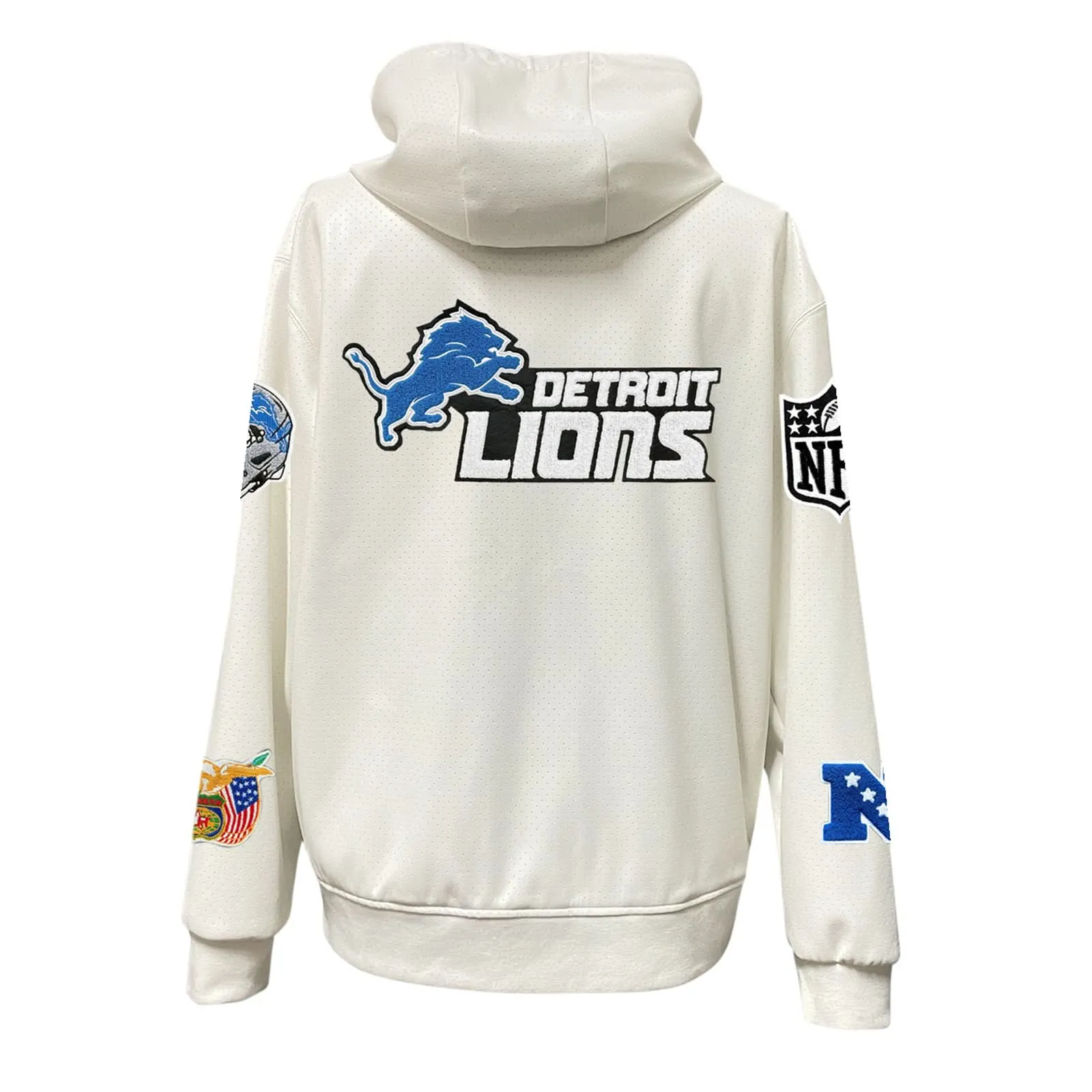 DETROIT LIONS LIGHTWEIGHT VEGAN ZIP-UP HOODED JACKET WHITE