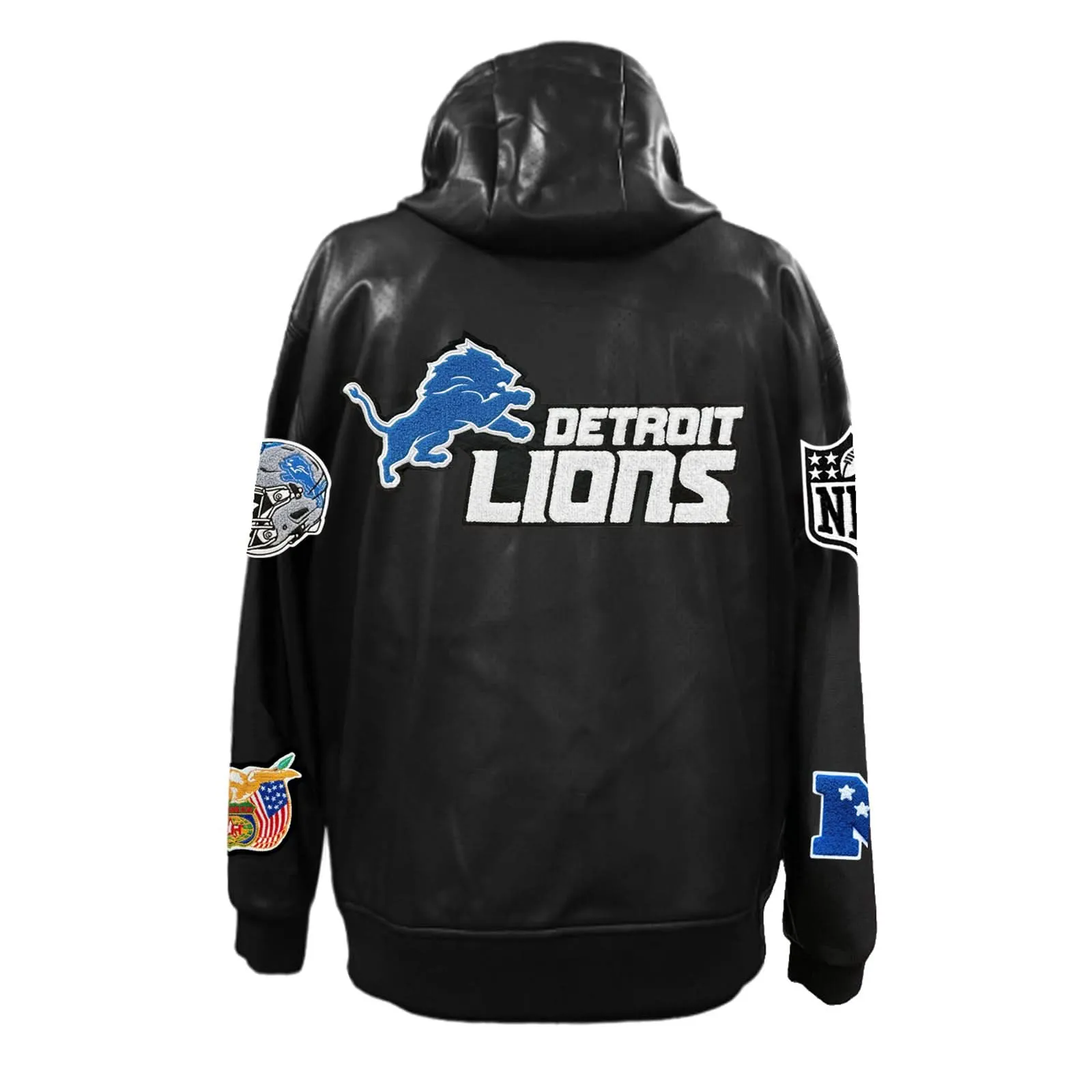 DETROIT LIONS LIGHTWEIGHT VEGAN ZIP-UP HOODED JACKET