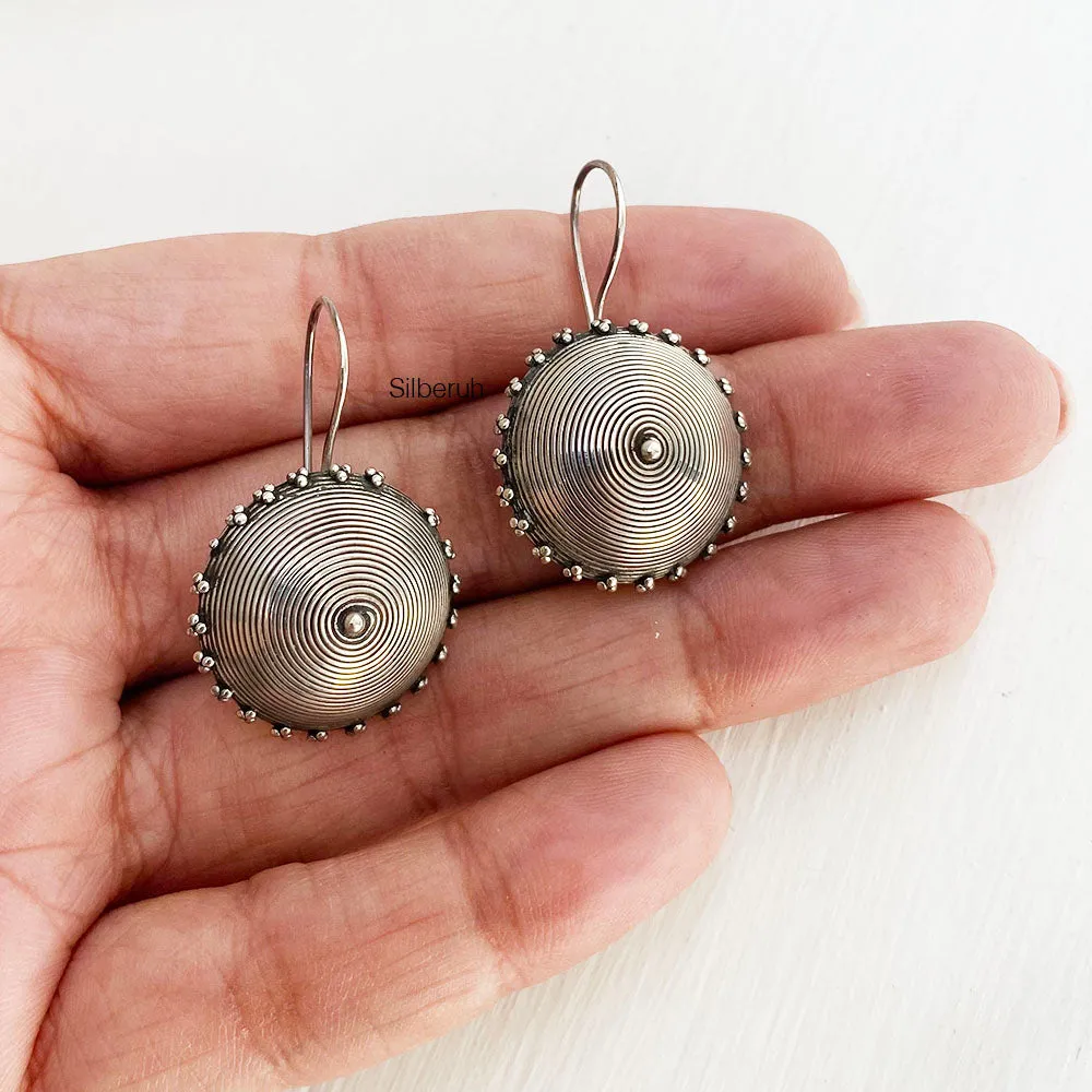 Hypnotic Silver Fixed Hook Earring