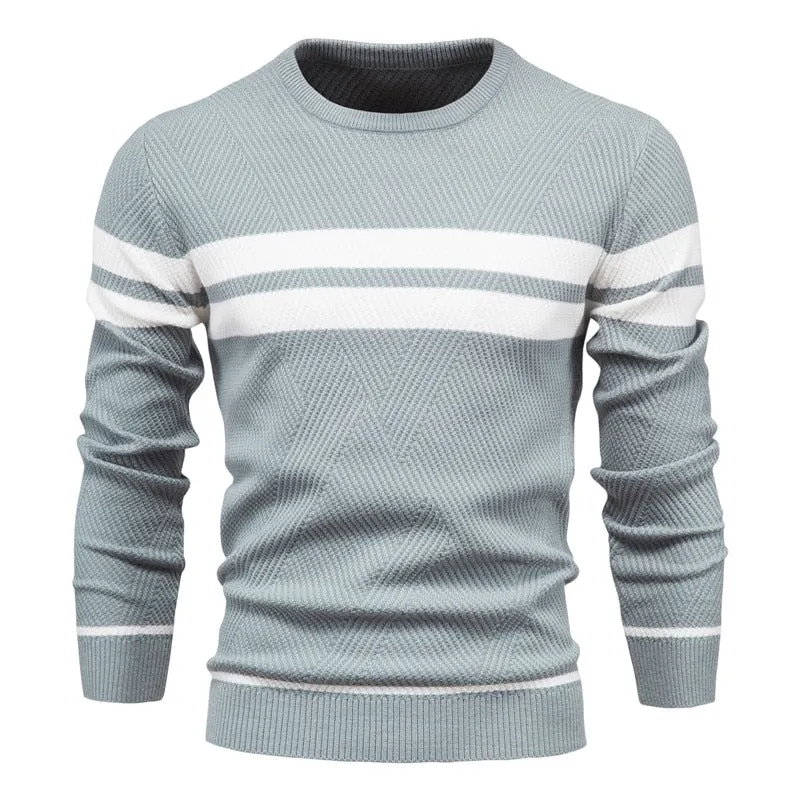 New Autumn Pullover Men's Sweater O-neck Patchwork Long Sleeve Warm Slim Sweaters Men