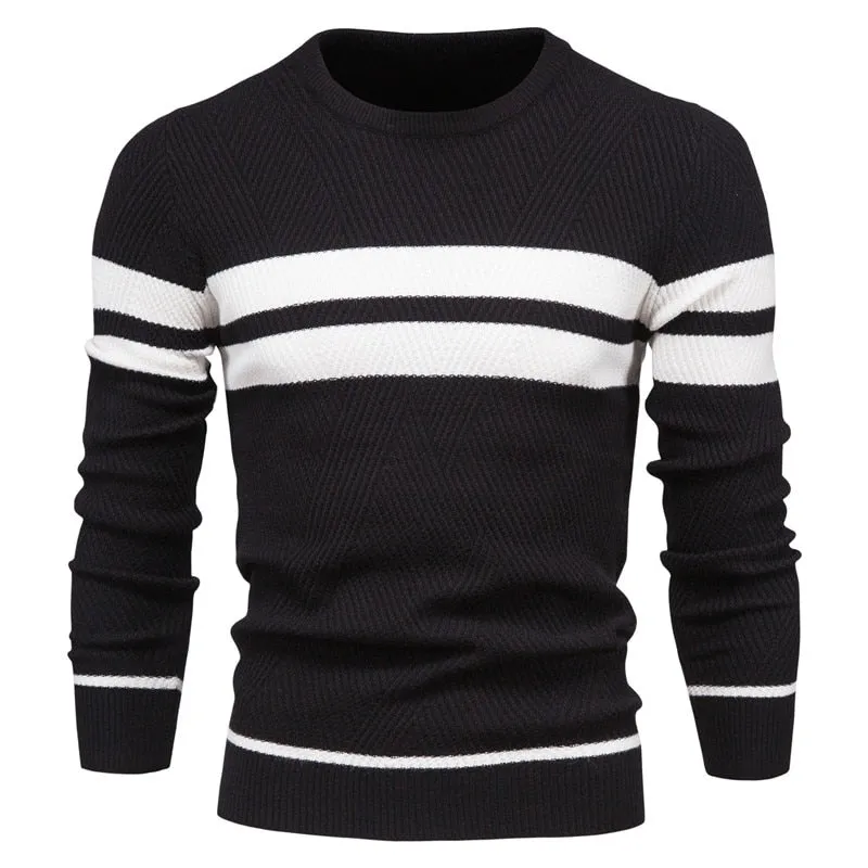 New Autumn Pullover Men's Sweater O-neck Patchwork Long Sleeve Warm Slim Sweaters Men