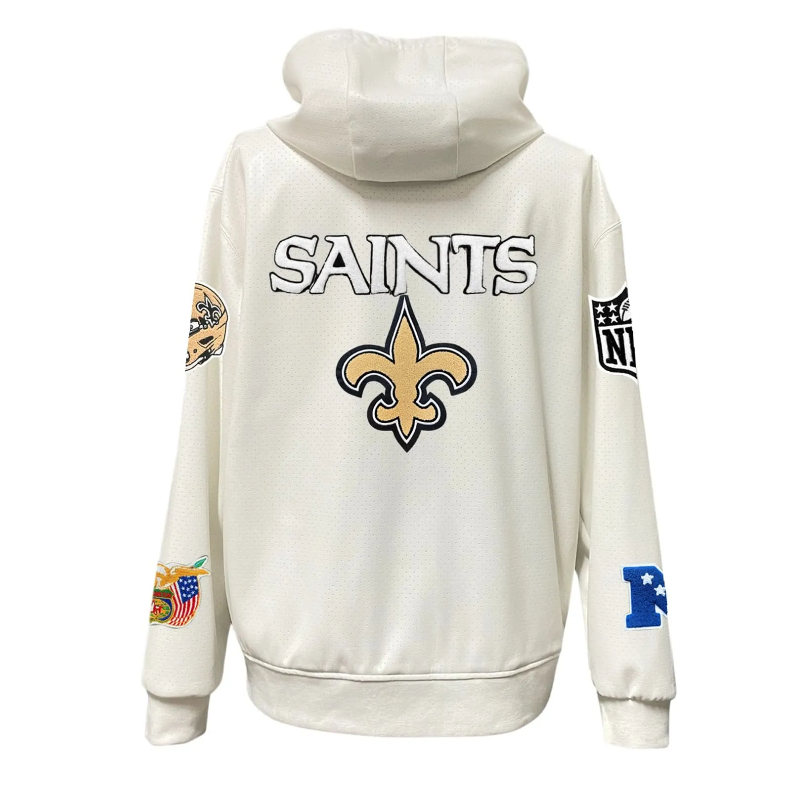 NEW ORLEANS SAINTS LIGHTWEIGHT VEGAN ZIP-UP HOODED JACKET WHITE