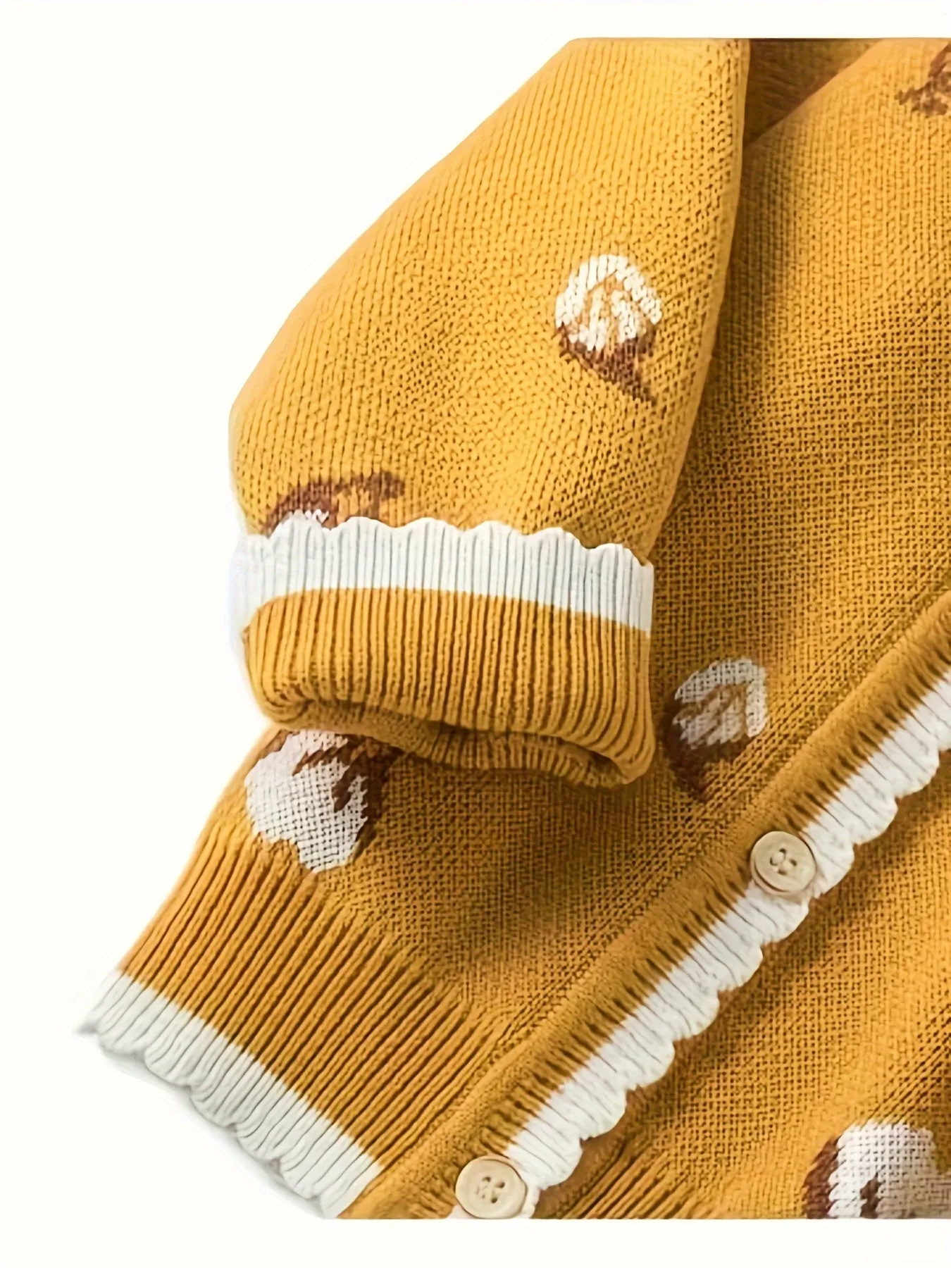 New Season Little Girls Fashionable Cotton Long Sleeve Crew Neck Ditsy Floral Knitted Sweater - Soft Medium Stretch Fabric, Regular Fit, Hand Washable - Perfect for Spring and Fall Casual Wear