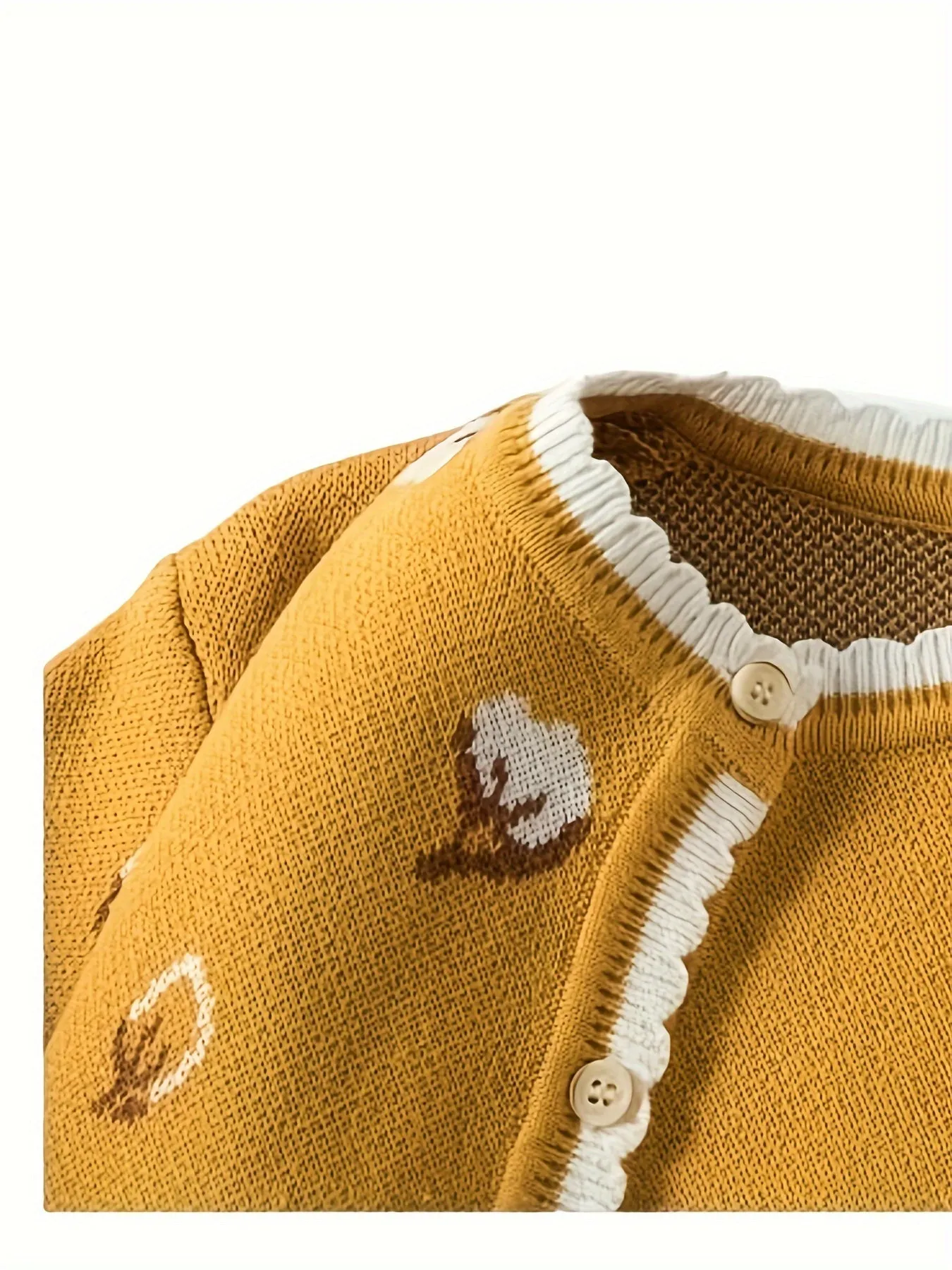 New Season Little Girls Fashionable Cotton Long Sleeve Crew Neck Ditsy Floral Knitted Sweater - Soft Medium Stretch Fabric, Regular Fit, Hand Washable - Perfect for Spring and Fall Casual Wear