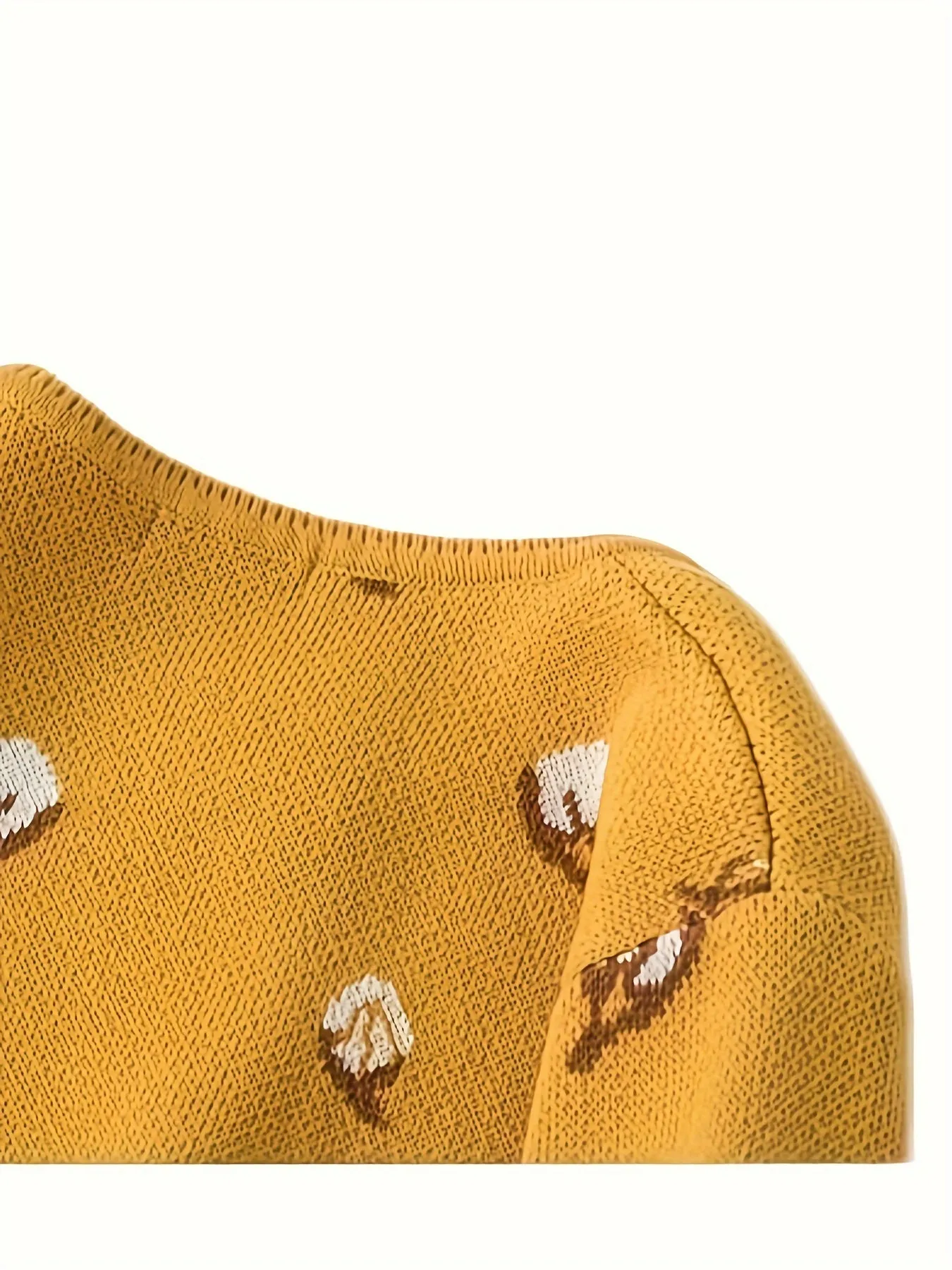 New Season Little Girls Fashionable Cotton Long Sleeve Crew Neck Ditsy Floral Knitted Sweater - Soft Medium Stretch Fabric, Regular Fit, Hand Washable - Perfect for Spring and Fall Casual Wear