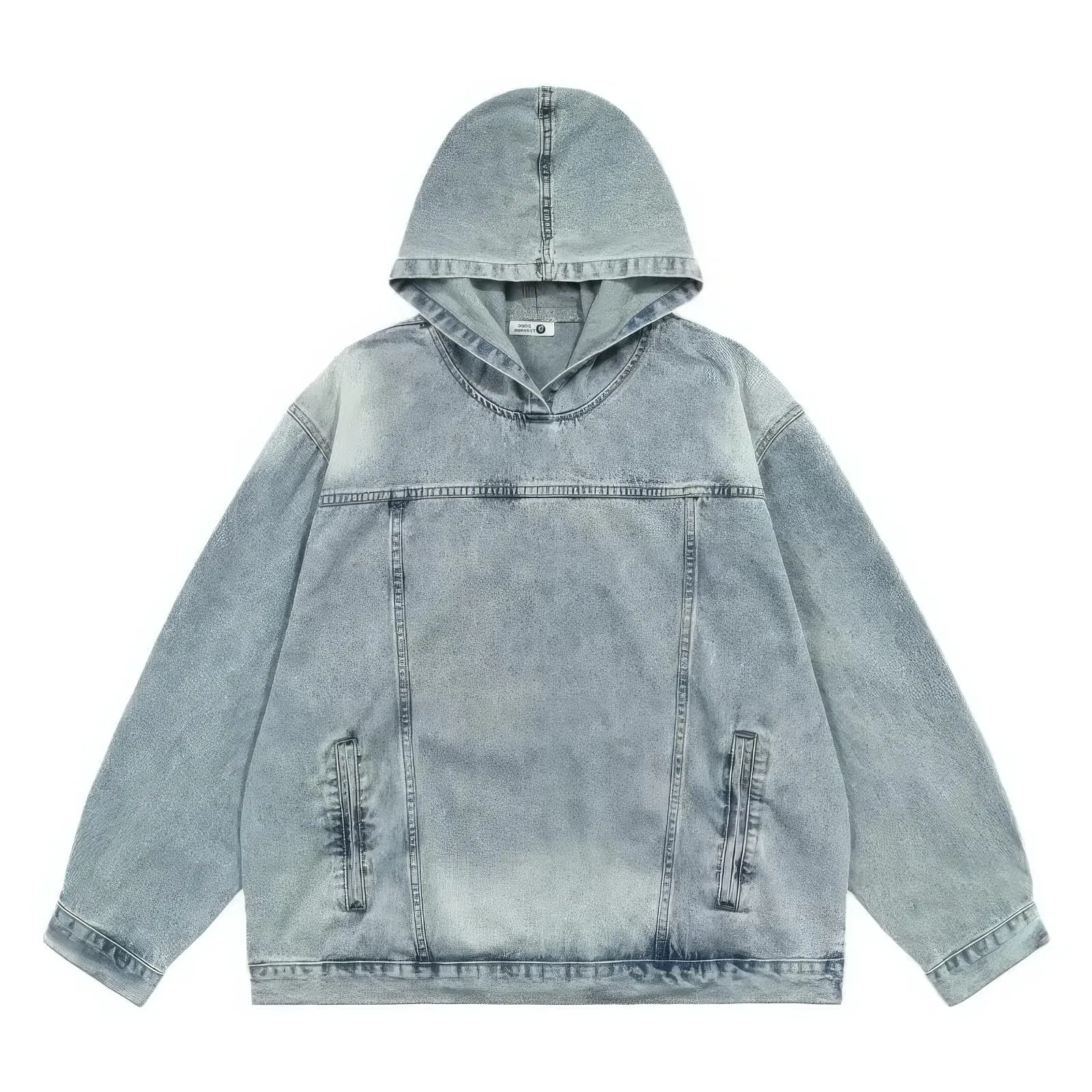 Oversized Distressed Denim Hoodie