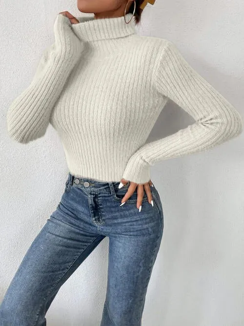 TastyHottie - Ribbed Turtleneck Long Sleeve Sweater
