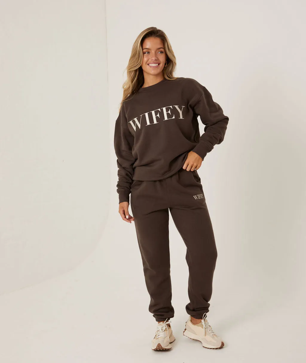 Wifey Statement Sweatshirt - Chocolate